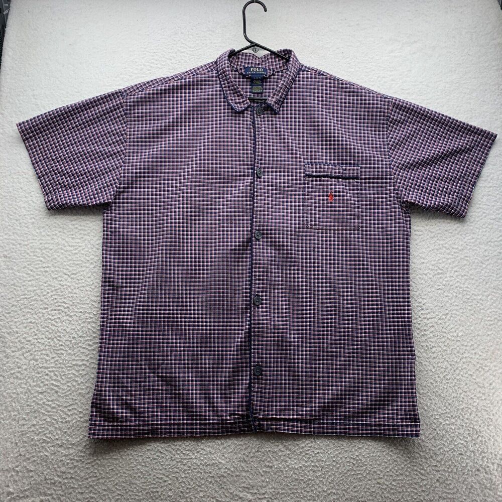 Polo Ralph Lauren Shirt Mens XL Big Buttons Stretch Red Blue Plaid Dad Preppy